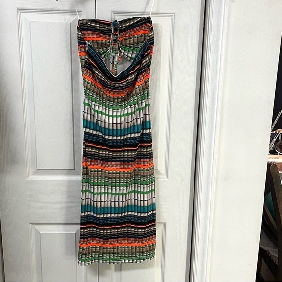 THE SANG MultiColor Brallete Style Tube Top With Pull String Front Bodycon Dress - Picture 8 of 12